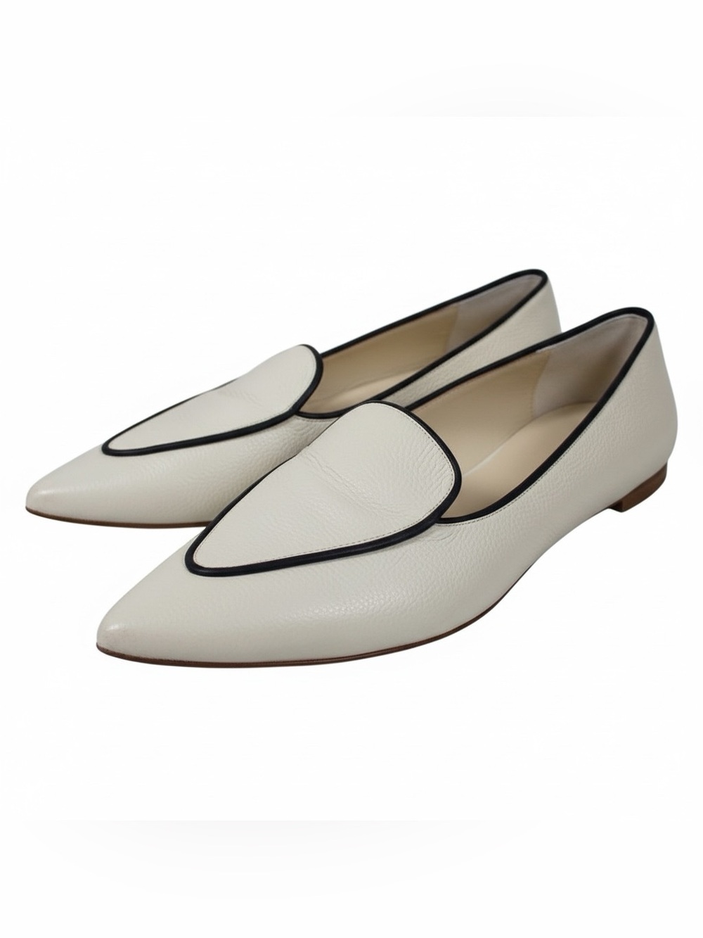 Mavette Cream Pointed Toe Flats with Black Trim